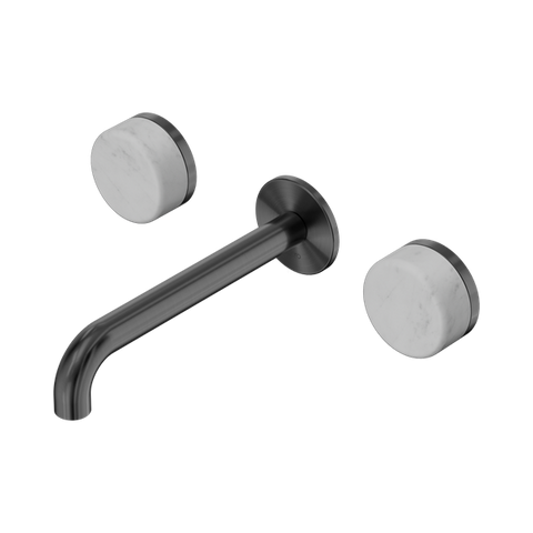 Serenity Wall Basin Set 185mm Spout With Carrara Handle - Nero Serenity Collection - Chrome FinishGun Metal Finish