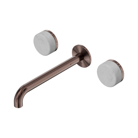 Serenity Wall Basin Set 220mm Spout With Carrara Handle - Nero Serenity Collection - Chrome FinishBrushed Bronze Finish