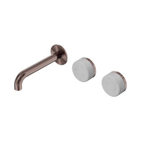 Serenity Wall Basin Set 160mm Offset Spout With Carrara Handle - Nero Serenity Collection - Chrome FinishBrushed Bronze Finish