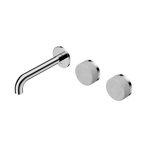 Serenity Wall Basin Set 160mm Offset Spout With Carrara Handle - Nero Serenity Collection - Chrome Finish