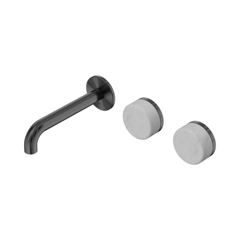 Serenity Wall Basin Set 160mm Offset Spout With Carrara Handle - Nero Serenity Collection - Chrome FinishGun Metal Finish