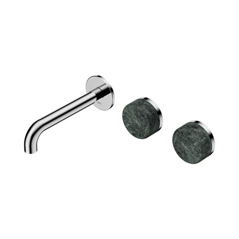 Serenity Wall Basin Set 160mm Offset Spout With Verde Alpi Handle - Nero Serenity Collection - Chrome Finish