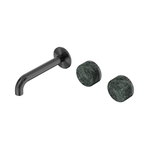 Serenity Wall Basin Set 160mm Offset Spout With Verde Alpi Handle - Nero Serenity Collection - Chrome FinishGun Metal Finish
