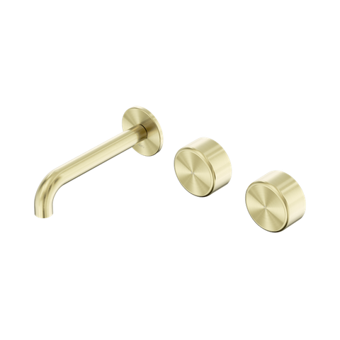 Serenity Wall Basin Set 160mm Offset Spout With Metal Handle - Nero Serenity Collection - Chrome FinishBrushed Gold Finish