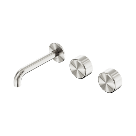 Serenity Wall Basin Set 160mm Offset Spout With Metal Handle - Nero Serenity Collection - Chrome FinishBrushed Nickel Finish