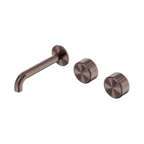 Serenity Wall Basin Set 160mm Offset Spout With Metal Handle - Nero Serenity Collection - Chrome FinishBrushed Bronze Finish