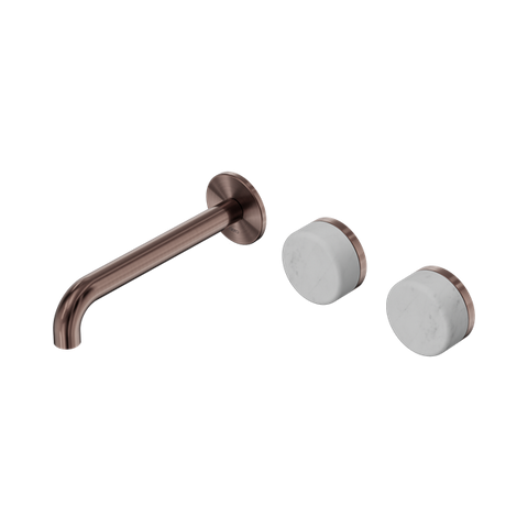 Serenity Wall Basin Set 185mm Offset Spout With Carrara Handle - Nero Serenity Collection - Chrome FinishBrushed Bronze Finish