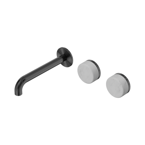Serenity Wall Basin Set 185mm Offset Spout With Carrara Handle - Nero Serenity Collection - Chrome FinishGun Metal Finish