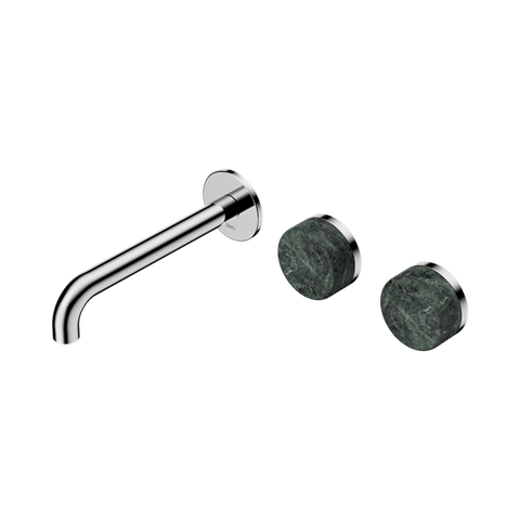Serenity Wall Basin Set 185mm Offset Spout With Verde Alpi Handle - Nero Serenity Collection - Chrome Finish