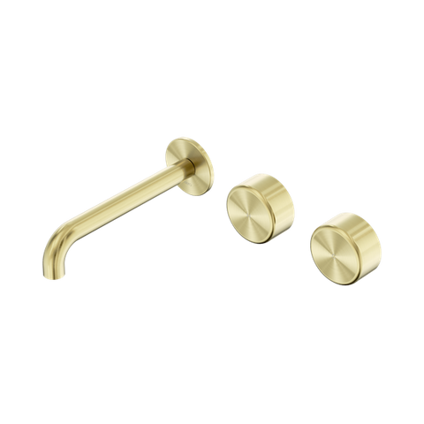 Serenity Wall Basin Set 185mm Offset Spout With Metal Handle - Nero Serenity Collection - Chrome FinishBrushed Gold Finish