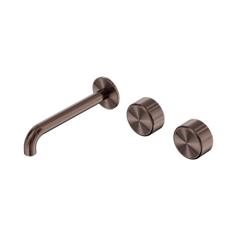 Serenity Wall Basin Set 185mm Offset Spout With Metal Handle - Nero Serenity Collection - Chrome FinishBrushed Bronze Finish