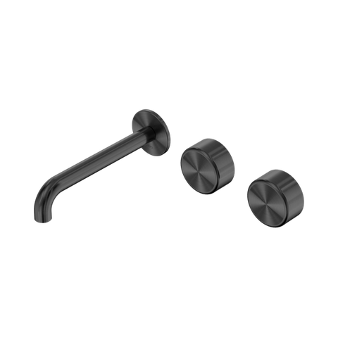 Serenity Wall Basin Set 185mm Offset Spout With Metal Handle - Nero Serenity Collection - Chrome FinishGun Metal Finish