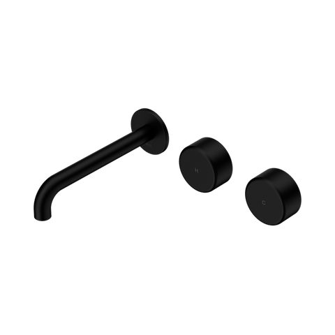 Serenity Wall Basin Set 185mm Offset Spout With Metal Handle - Nero Serenity Collection - Chrome FinishMatte Black Finish