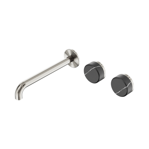 Serenity Wall Basin Set 220mm Offset Spout With Carrara Handle - Nero Serenity Collection - Chrome FinishBrushed Nickel Finish
