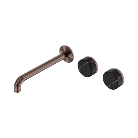 Serenity Wall Basin Set 220mm Offset Spout With Carrara Handle - Nero Serenity Collection - Chrome FinishBrushed Bronze Finish