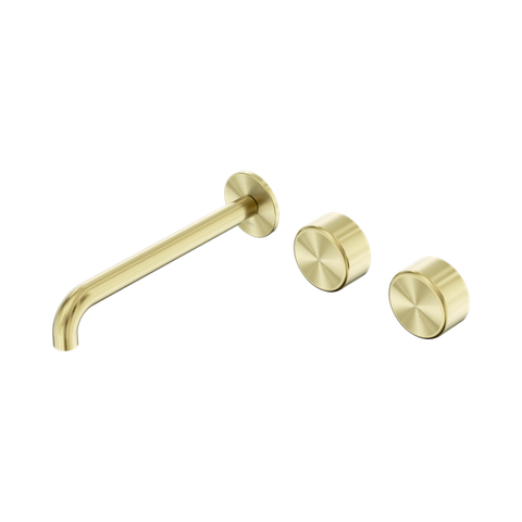 Serenity Wall Basin Set 220mm Offset Spout With Metal Handle - Nero Serenity Collection - Chrome FinishBrushed Gold Finish