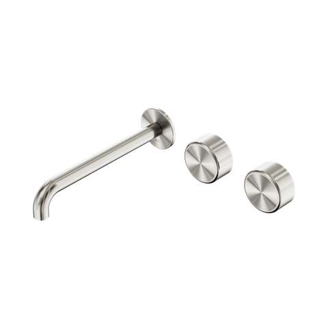Serenity Wall Basin Set 220mm Offset Spout With Metal Handle - Nero Serenity Collection - Chrome FinishBrushed Nickel Finish