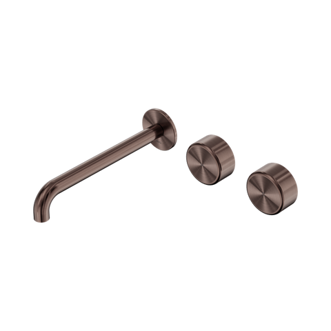 Serenity Wall Basin Set 220mm Offset Spout With Metal Handle - Nero Serenity Collection - Chrome FinishBrushed Bronze Finish
