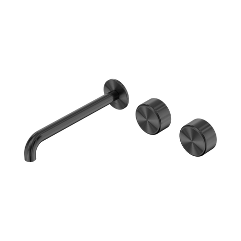 Serenity Wall Basin Set 220mm Offset Spout With Metal Handle - Nero Serenity Collection - Chrome FinishGun Metal Finish