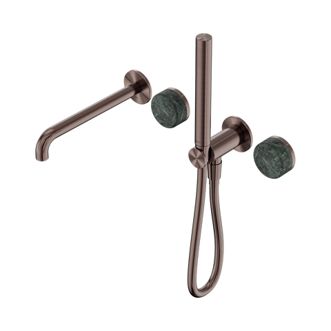 Serenity Progressive Shower System With Spout With Verde Alpi Handle And Slim Shower - Nero Serenity Collection - Chrome FinishBrushed Bronze Finish
