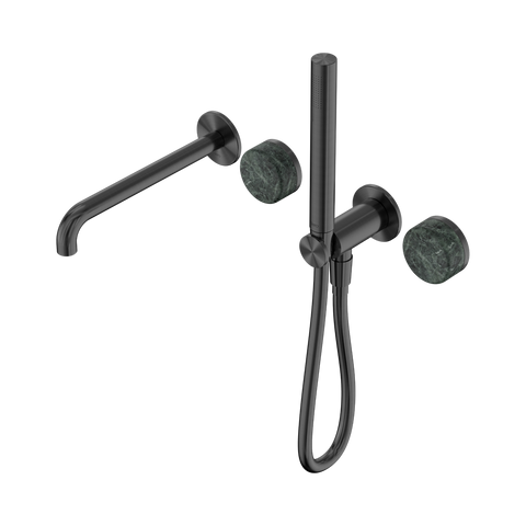 Serenity Progressive Shower System With Spout With Verde Alpi Handle And Slim Shower - Nero Serenity Collection - Chrome FinishGun Metal Finish