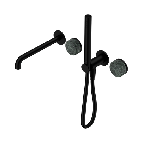 Serenity Progressive Shower System With Spout With Verde Alpi Handle And Slim Shower - Nero Serenity Collection - Chrome FinishMatte Black Finish