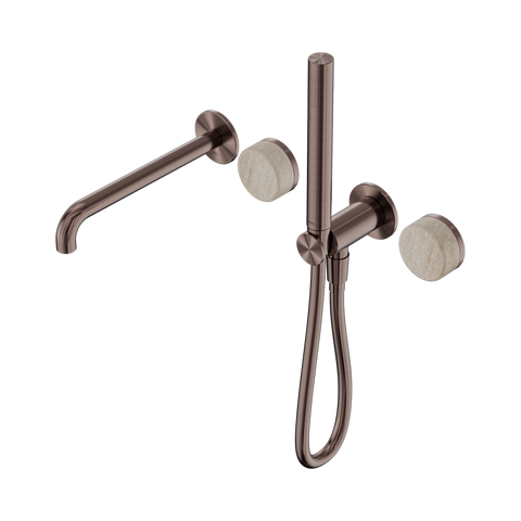 Serenity Progressive Shower System With Spout With Rome Travertine Handle And Slim Shower - Nero Serenity Collection - Chrome FinishBrushed Bronze Finish