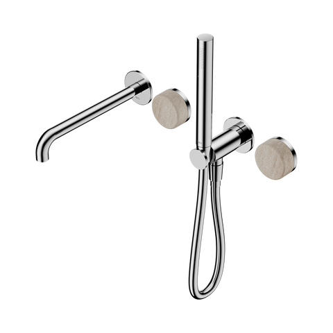 Serenity Progressive Shower System With Spout With Rome Travertine Handle And Slim Shower - Nero Serenity Collection - Chrome Finish