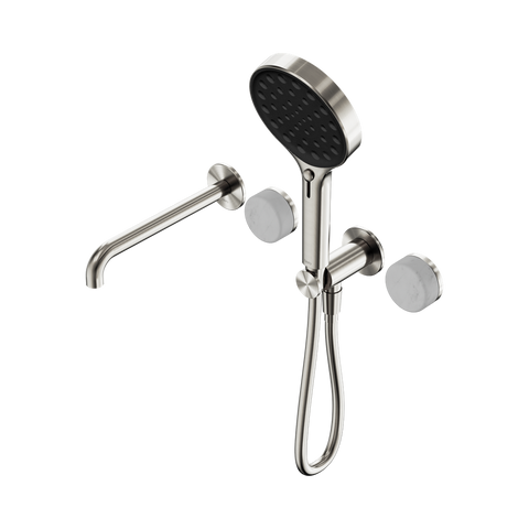 Serenity Progressive Shower System With Spout With Carrara Handle And Serenity Hand Shower - Nero Serenity Collection - Chrome FinishBrushed Nickel Finish