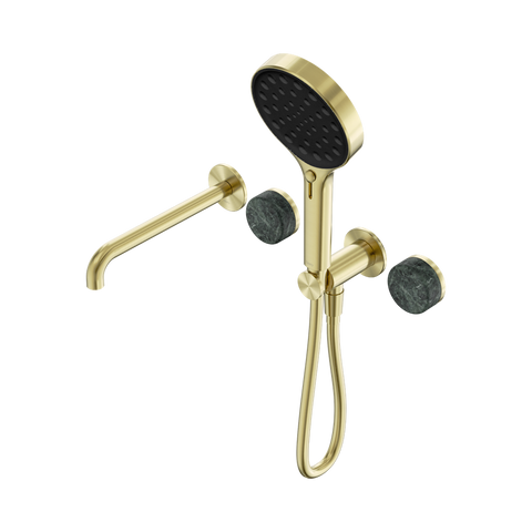 Serenity Progressive Shower System With Spout With Verde Alpi Handle And Serenity Hand Shower - Nero Serenity Collection - Chrome FinishBrushed Gold Finish