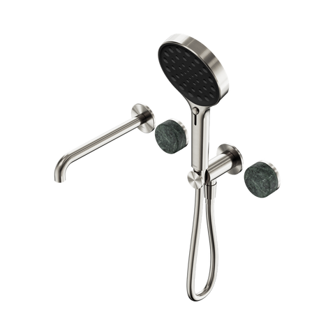 Serenity Progressive Shower System With Spout With Verde Alpi Handle And Serenity Hand Shower - Nero Serenity Collection - Chrome FinishBrushed Nickel Finish
