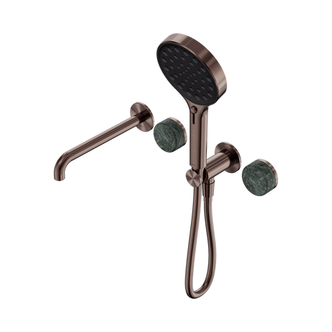 Serenity Progressive Shower System With Spout With Verde Alpi Handle And Serenity Hand Shower - Nero Serenity Collection - Chrome FinishBrushed Bronze Finish