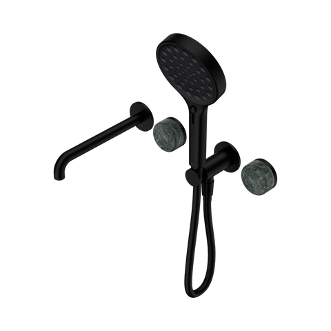 Serenity Progressive Shower System With Spout With Verde Alpi Handle And Serenity Hand Shower - Nero Serenity Collection - Chrome FinishMatte Black Finish