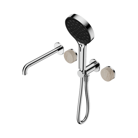 Serenity Progressive Shower System With Spout With Rome Travertine Handle And Serenity Hand Shower - Nero Serenity Collection - Chrome Finish