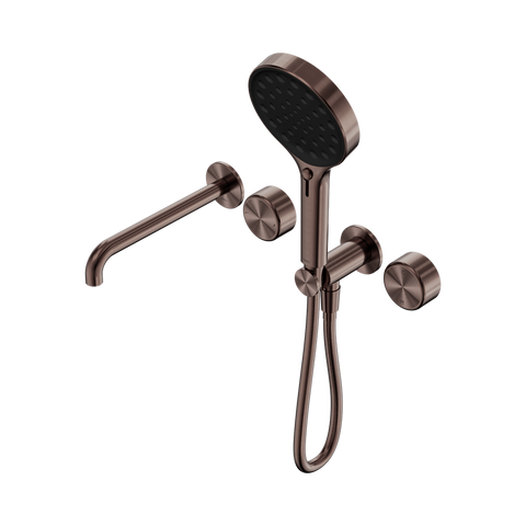 Serenity Progressive Shower System With Spout With Metal Handle And Serenity Hand Shower - Nero Serenity Collection - Chrome FinishBrushed Bronze Finish