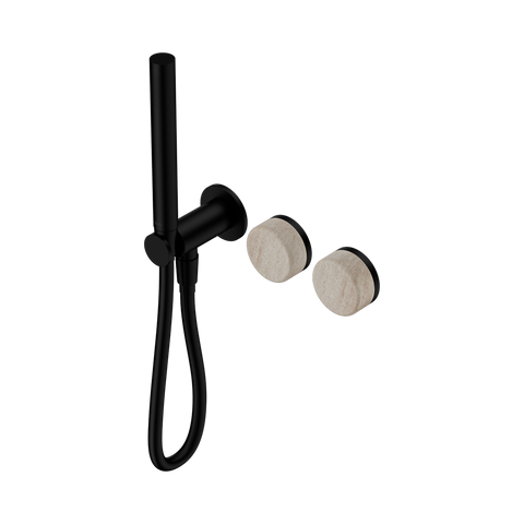 Serenity Progressive Shower System With Rome Travertine Handle And Slim Shower - Nero Serenity Collection - Chrome FinishMatte Black Finish