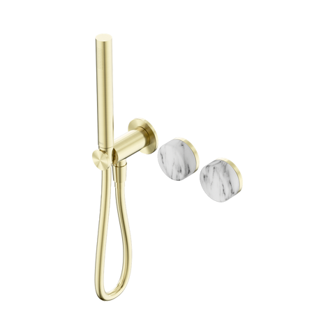 Serenity Progressive Shower System With Arabescato Corchia Handle And Slim Shower - Nero Serenity Collection - Chrome FinishBrushed Gold Finish