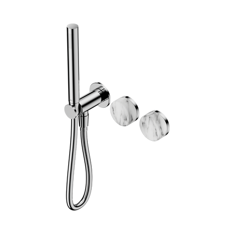 Serenity Progressive Shower System With Arabescato Corchia Handle And Slim Shower - Nero Serenity Collection - Chrome Finish