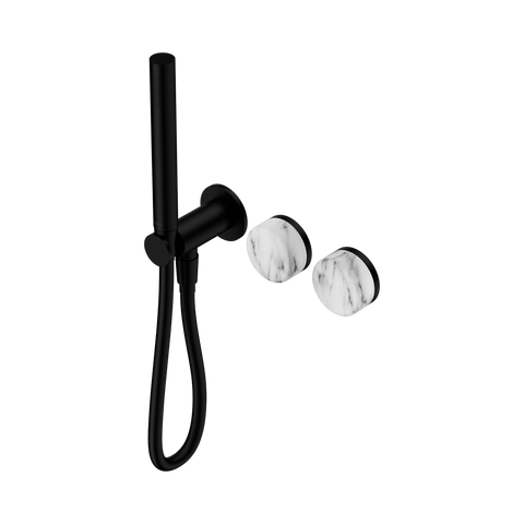 Serenity Progressive Shower System With Arabescato Corchia Handle And Slim Shower - Nero Serenity Collection - Chrome FinishMatte Black Finish