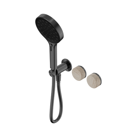Serenity Progressive Shower System With Rome Travertine Handle And Serenity Hand Shower - Nero Serenity Collection - Chrome FinishGun Metal Finish