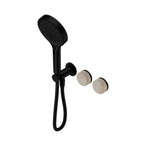 Serenity Progressive Shower System With Rome Travertine Handle And Serenity Hand Shower - Nero Serenity Collection - Chrome FinishMatte Black Finish