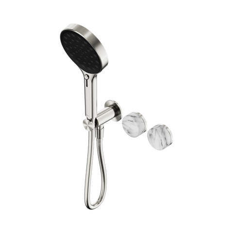 Serenity Progressive Shower System With Arabescato Corchia Handle And Serenity Hand Shower - Nero Serenity Collection - Chrome FinishBrushed Nickel Finish