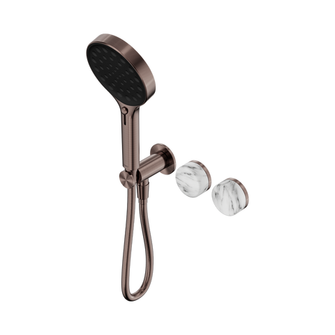 Serenity Progressive Shower System With Arabescato Corchia Handle And Serenity Hand Shower - Nero Serenity Collection - Chrome FinishBrushed Bronze Finish