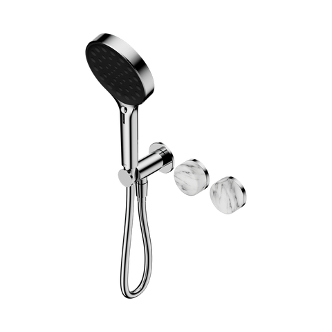 Serenity Progressive Shower System With Arabescato Corchia Handle And Serenity Hand Shower - Nero Serenity Collection - Chrome Finish