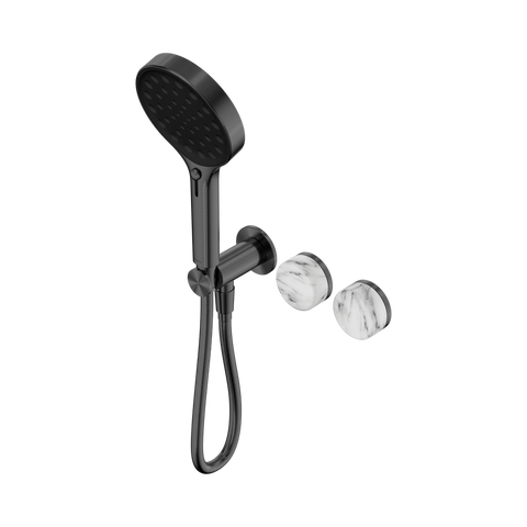 Serenity Progressive Shower System With Arabescato Corchia Handle And Serenity Hand Shower - Nero Serenity Collection - Chrome FinishGun Metal Finish