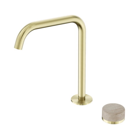 Serenity Progressive Bath/Kitchen Mixer Edge Spout With Rome Travertine Handle - Nero Serenity Collection - Chrome FinishBrushed Gold Finish