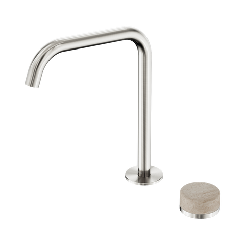 Serenity Progressive Bath/Kitchen Mixer Edge Spout With Rome Travertine Handle - Nero Serenity Collection - Chrome FinishBrushed Nickel Finish