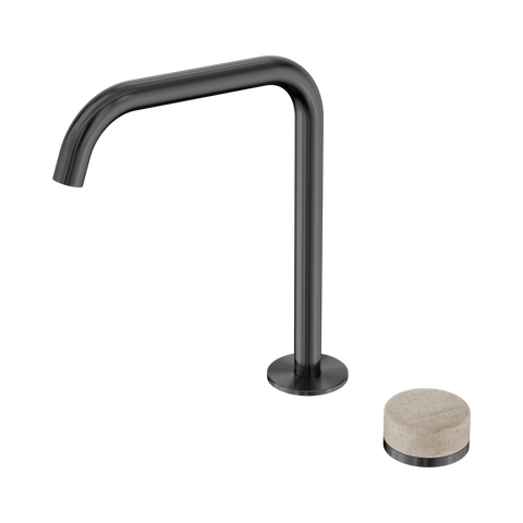 Serenity Progressive Bath/Kitchen Mixer Edge Spout With Rome Travertine Handle - Nero Serenity Collection - Chrome FinishGun Metal Finish