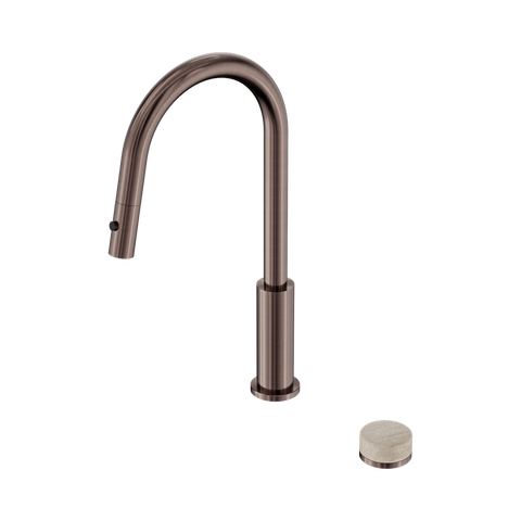 Serenity Progressive Pull Out kitchen Set With Rome Travertine Handle - Nero Serenity Collection - Chrome FinishBrushed Bronze Finish