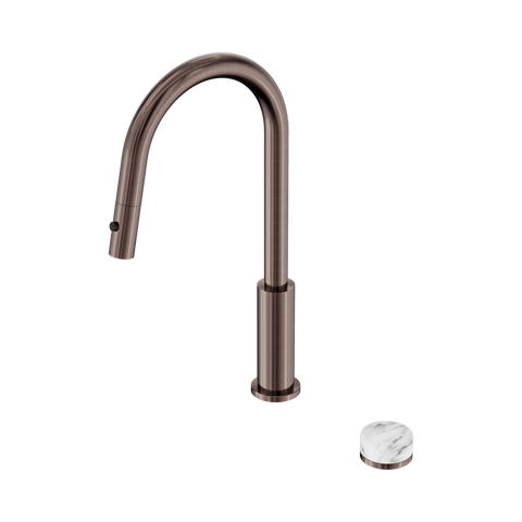 Serenity Progressive Pull Out kitchen Set With Arabescato Corchia Handle - Nero Serenity Collection - Chrome FinishBrushed Bronze Finish